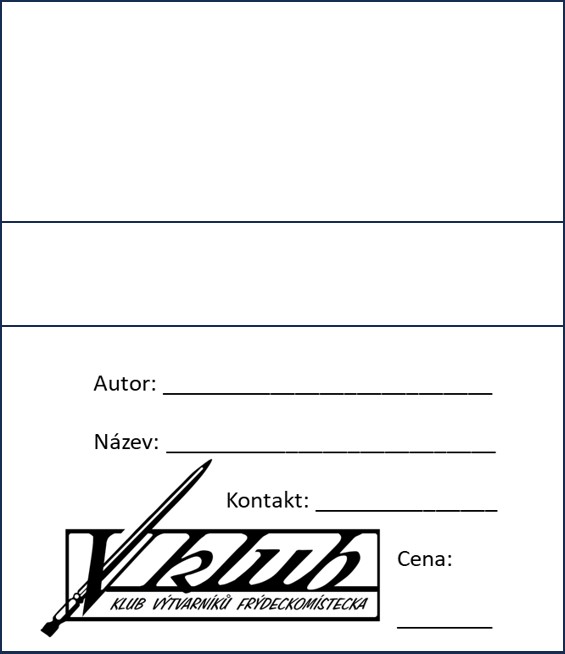 Výstavní vizitka pod obraz, složená na stůl, vytiskni ve formátu A6