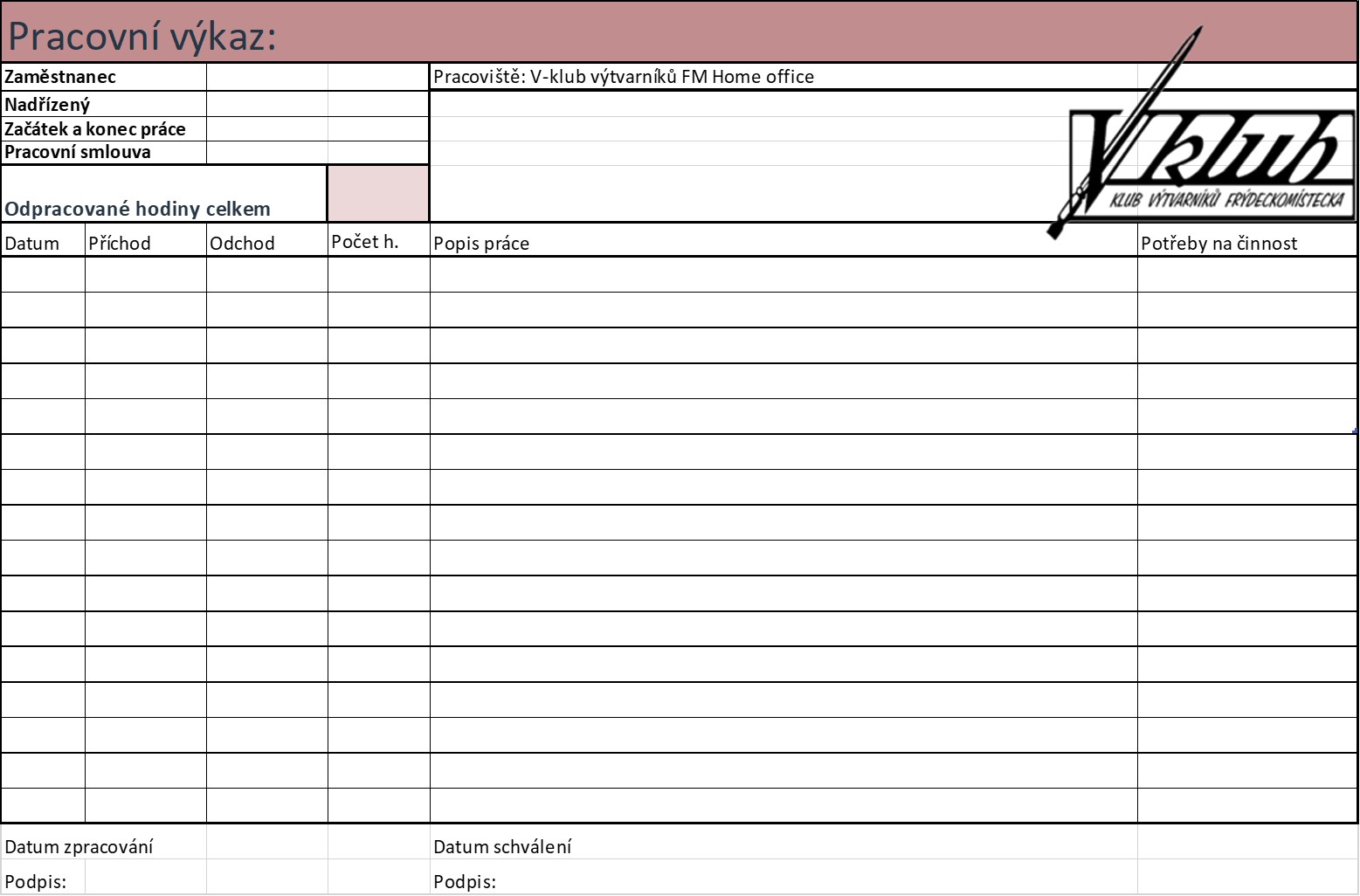Pracovní výkaz o dobrovolné činnosti, vytiskni na A4